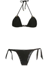 Amir Slama Textured Triangle Bikini Set In Schwarz