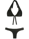 Amir Slama Textured Halterneck Bikini Set In Schwarz