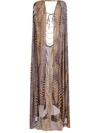 Amir Slama Printed Cape Beach Dress In Violett