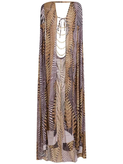 Amir Slama Printed Cape Beach Dress In Violett