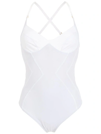 Amir Slama Panelled Swimsuit In Weiss