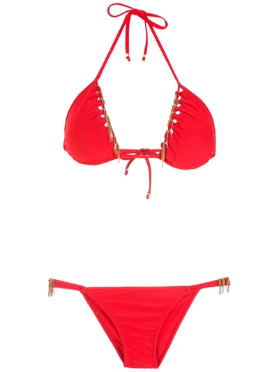 Amir Slama Chain-link Triangle Bikini Set In Rot