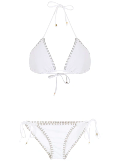 Amir Slama Crochet Bikini Set In Weiss