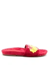 Amir Slama Embroidered Slides In Rot