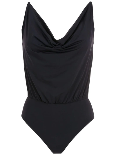 Amir Slama Cowl-neck Swimsuit In Schwarz