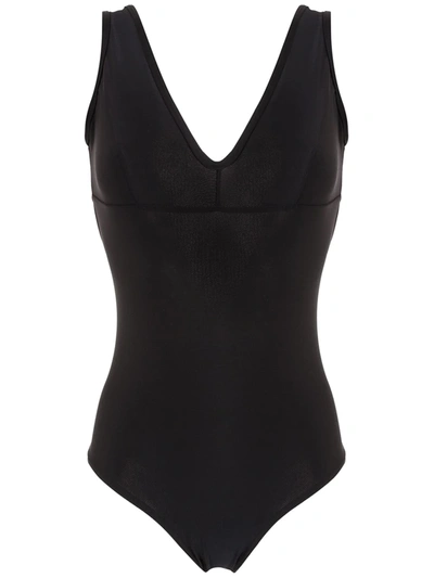 Amir Slama V-neck Swimsuit In Schwarz