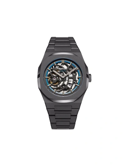 D1 Milano Watch Skeleton Bracelet  41.5 Mm In Blue/gun Metal