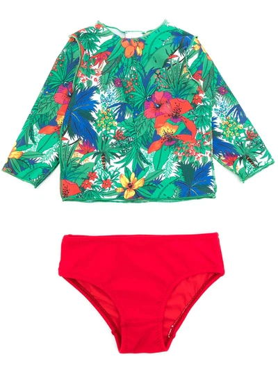 Amir Slama Babies' Printed Bikini Set In Green