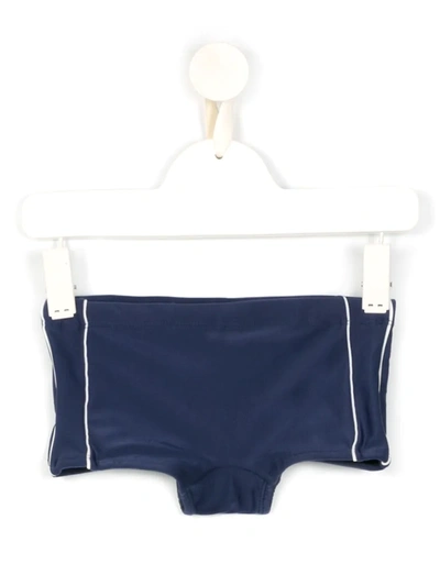 Amir Slama Kids' Stipe-detail Swim Trunks In Blue