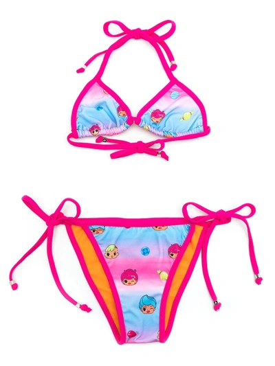 Amir Slama Kids' Printed  + Chocolix Bikini Set In Pink
