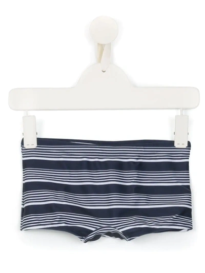 Amir Slama Kids' Striped Swim Trunks In Blue