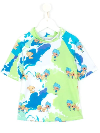 Amir Slama Kids' Printed  + Chocolix Swimwear Top In Multicolour