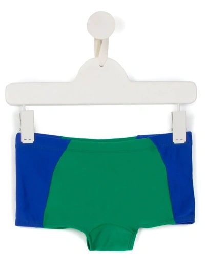 Amir Slama Kids' Panelled Swim Trunks In Green