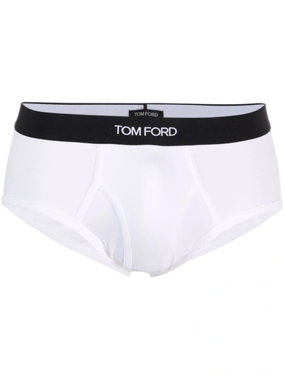 Tom Ford Logo-waistband Briefs In White