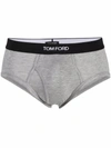 Tom Ford Stretch-cotton And Modal-blend Briefs In Grey