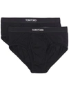 Tom Ford Two-pack Stretch Cotton And Modal-blend Briefs In Black