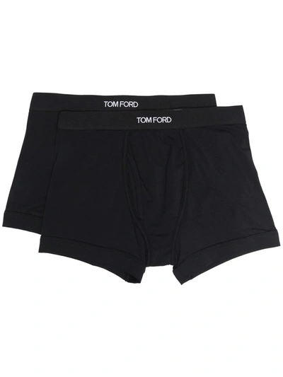 Tom Ford Logo-waistband Boxer Briefs (set Of 2) In Black