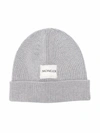 MONCLER RIBBED-KNIT LOGO-PATCH BEANIE