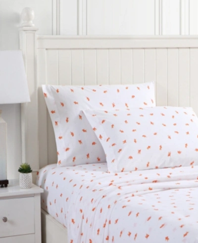 Poppy & Fritz Goldfish Bright Cotton Percale Sheet Set, Twin Bedding In Coral
