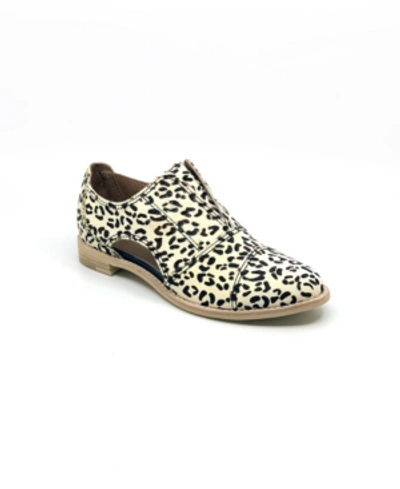 All Black Women's Cutout Cowman Oxfords Women's Shoes In White With Black Dots