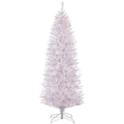 Puleo International 4.5 Ft Pre-lit White Pencil Franklin Fir Artificial Christmas Tree With 150 Ul-listed  In Green