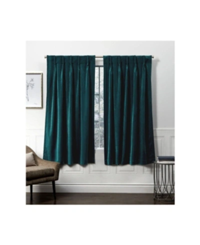Exclusive Home Curtains Velvet Heavyweight Pinch Pleat Curtain Panel Pair, 27" X 63" In Medium Gre
