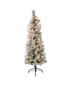 PULEO INTERNATIONAL 4.5 FT. PRE-LIT FLOCKED PATAGONIA PINE PENCIL ARTIFICIAL CHRISTMAS TREE WITH 100 UL- L