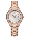 CITIZEN ECO-DRIVE WOMEN'S SILHOUETTE CRYSTAL ROSE GOLD-TONE STAINLESS STEEL BRACELET WATCH 30MM