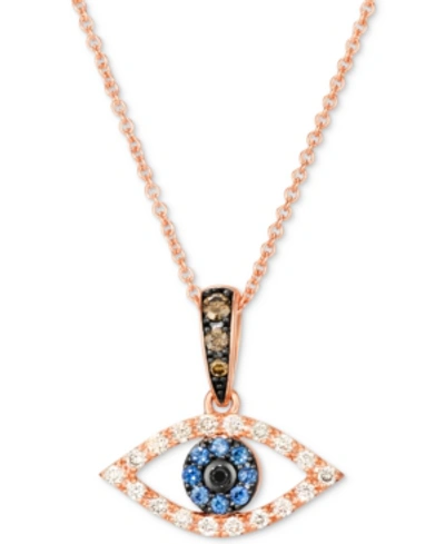 Le Vian Blueberry Sapphire (1/20 Ct. T.w.) & Diamond (1/5 Ct. T.w.) Evil Eye 18" Pendant Necklace In Rose Go