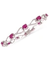 Macy's Tanzanite Heart Link Bracelet (6 Ct. T.w..) In Sterling Silver (also In Emerald, Ruby & Sapphire) In Ruby