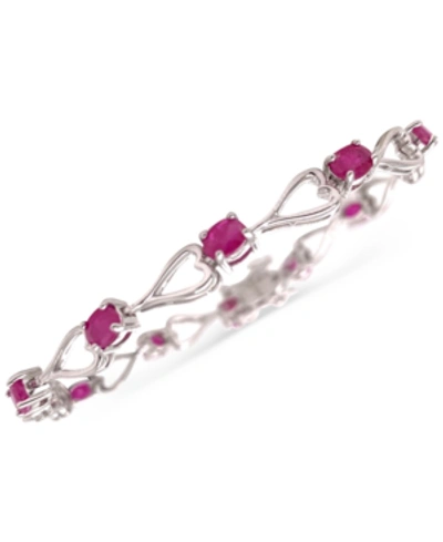 Macy's Tanzanite Heart Link Bracelet (6 Ct. T.w..) In Sterling Silver (also In Emerald, Ruby & Sapphire)