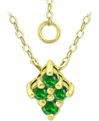 Giani Bernini Lab-grown Green Quartz Cluster Pendant Necklace, 16" + 2" Extender, Created For Macy's In Gold