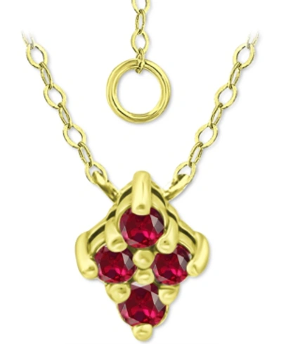 Giani Bernini Lab-grown Ruby Cluster Pendant Necklace, 16" + 2" Extender, Created For Macy's In Gold