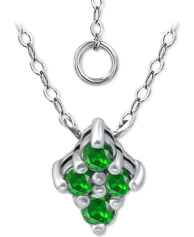 Giani Bernini Lab-created Green Quartz Cluster Pendant Necklace, 16" + 2" Extender, Created For Macy's In Sterling Silver