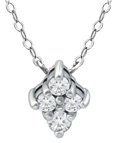 Giani Bernini Cubic Zirconia Cluster Pendant Necklace, 16" + 2" Extender, Created For Macy's In Sterling Silver