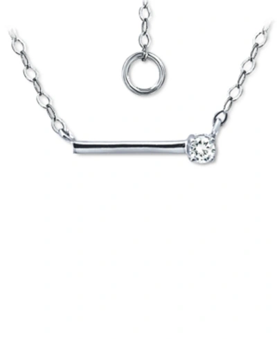 Giani Bernini Cubic Zirconia Solitaire Bar Pendant Necklace, 16" + 2" Extender, Created For Macy's In Sterling Silver