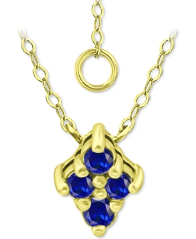 Giani Bernini Imitation Blue Sapphire Cluster Pendant Necklace, 16" + 2" Extender, Created For Macy's In Gold