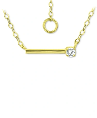 Giani Bernini Cubic Zirconia Solitaire Bar Pendant Necklace, 16" + 2" Extender, Created For Macy's In Gold