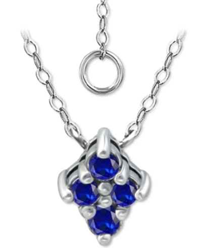 Giani Bernini Imitation Blue Sapphire Cluster Pendant Necklace, 16" + 2" Extender, Created For Macy's In Sterling Silver