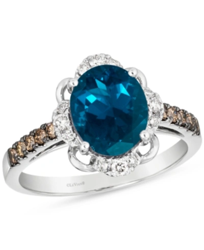 Le Vian Amethyst (3 Ct. T.w.) & Diamond (3/8 Ct. T.w.) Ring In 14k White Gold (also In Blue Topaz & Citrine) In Dark Blue Topaz