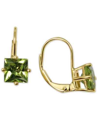 Macy's Peridot Princess Leverback Drop Earrings (2-1/4 Ct. T.w.) In 14k Gold Earrings
