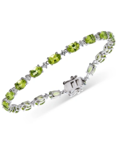 Macy's Rhodolite Garnet (10-3/8 Ct. T.w.) & White Topaz (3/4 Ct. T.w.) Link Bracelet In Sterling Silver (al In Peridot