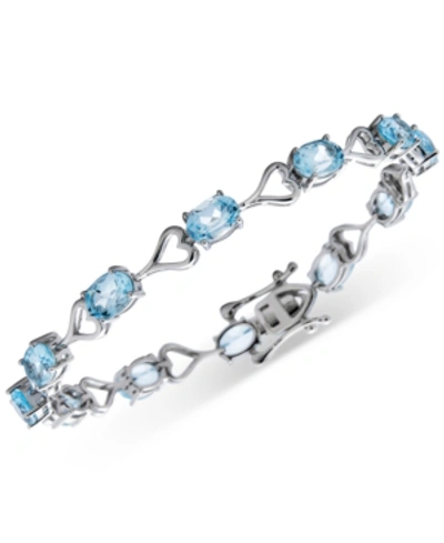 Macy's Heart Link Bracelet In Sterling Silver (available In Amethyst, Garnet, Peridot, & Blue Topaz) In Sky Blue Topaz