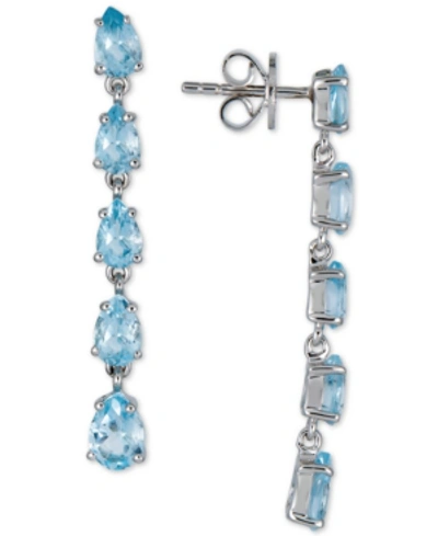 Macy's Blue Topaz Drop Earrings (5-1/3 Ct. T.w.) In Sterling Silver (also In Amethyst, Citrine & Multi-gems In Sky Blue Topaz