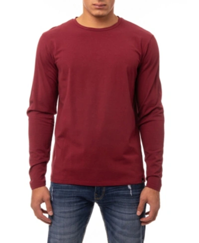 X-ray Men's Soft Stretch Crew Neck Long Sleeve T-shirt In Dusty Burgundy