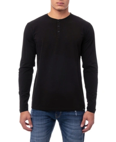X-ray Men's Soft Stretch Henley Neck Long Sleeve T-shirt In Black