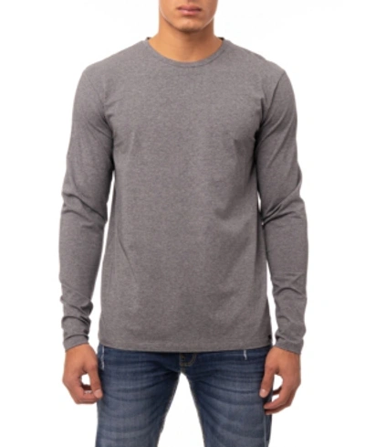 X-ray Men's Soft Stretch Crew Neck Long Sleeve T-shirt In Charcoal Heather