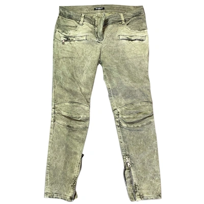 Pre-owned Balmain Straight Pants In Green
