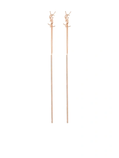 Saint Laurent Rose Gold Tone Opyum Monogram Threader Earrings