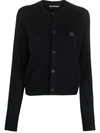 Acne Studios Keva Face Patch Wool Cardigan In 黑色